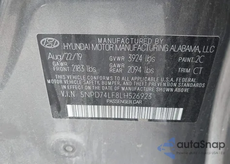 2020 Hyundai Elantra Se z USA, uszkodzony, nr VIN 5NPD74LF8LH526923